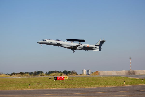 India Receives First Emb 145 Aewandc Aircraft From Embraer Airforce